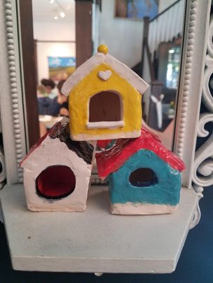 Handbuilt ceramic projects created by students at Artworks in Potomac, MD